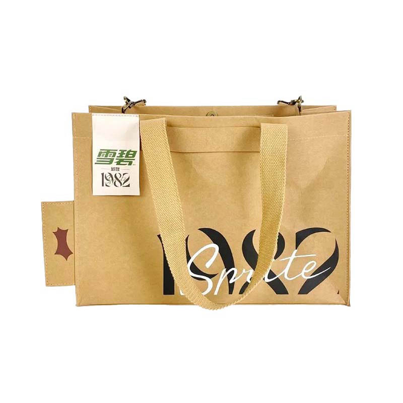 Sac fourre-tout en papier Kraft lavable avec sangle de réglage